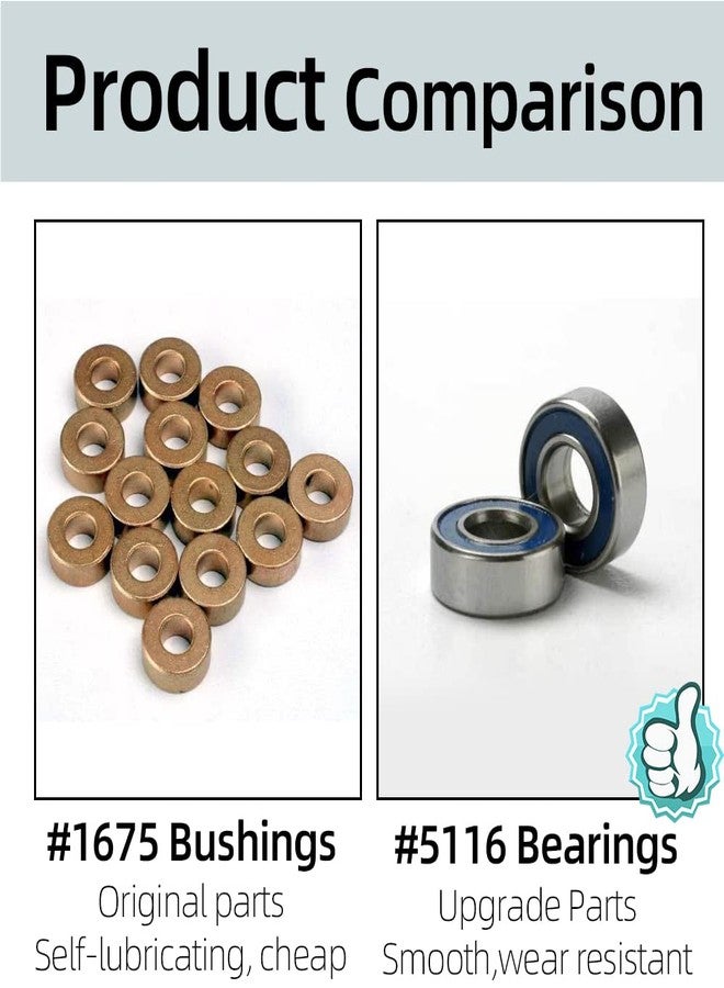 FUSHIBEARING TRA Kit 5116 Ball Bearings, Blue Rubber Sealed 5x11x4mm (10) with 1985 PTFE-Coated Washers, 5x8x0.5mm (20) for Traxxas - Image 5